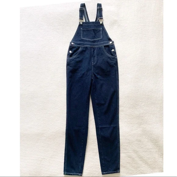 WEWOREWHAT Denim Basic Overalls Dark Wash - Picture 3 of 14